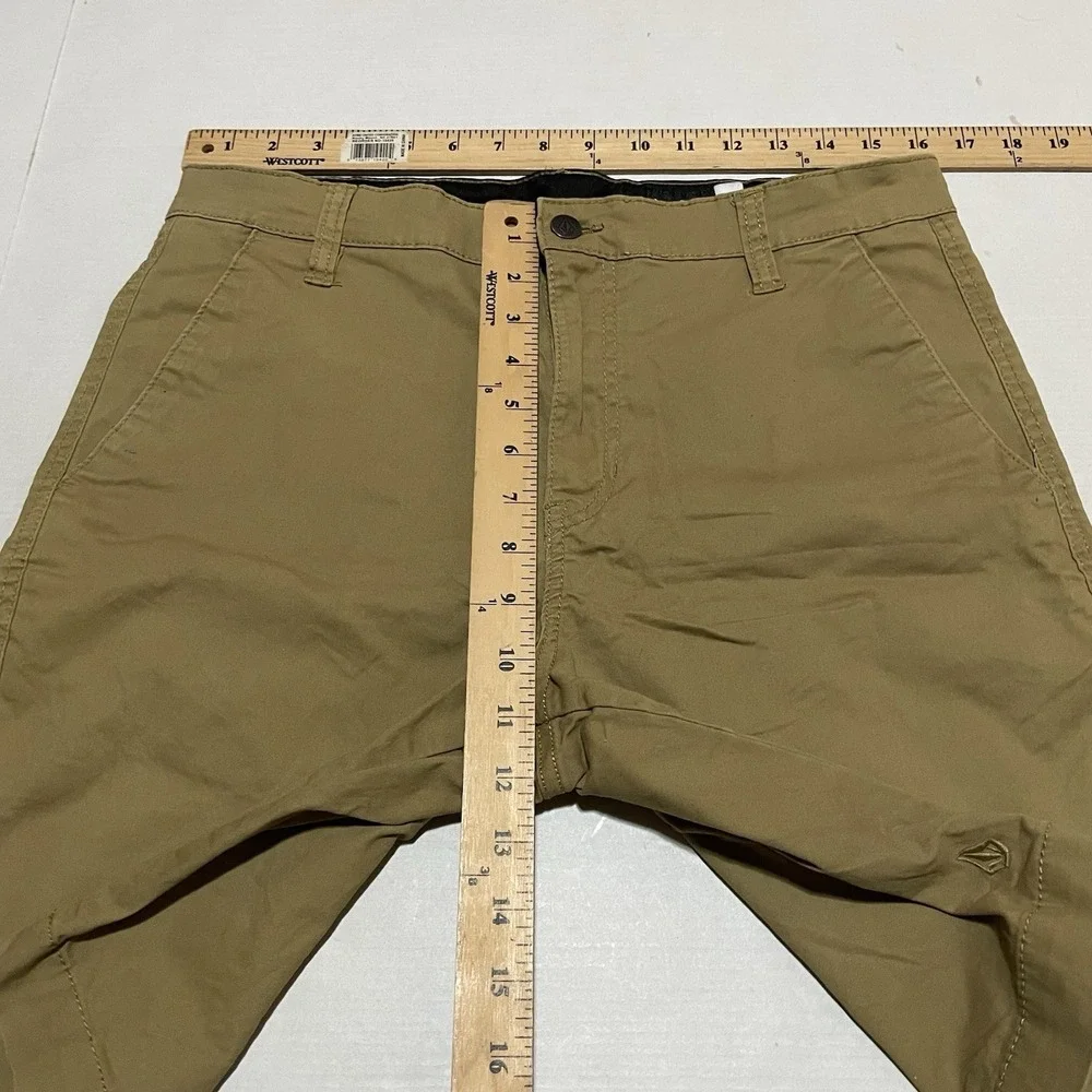 Volcom True To This Chino Shorts Mens 33 X 9 Khaki Tan Stretch Flat Front Casual